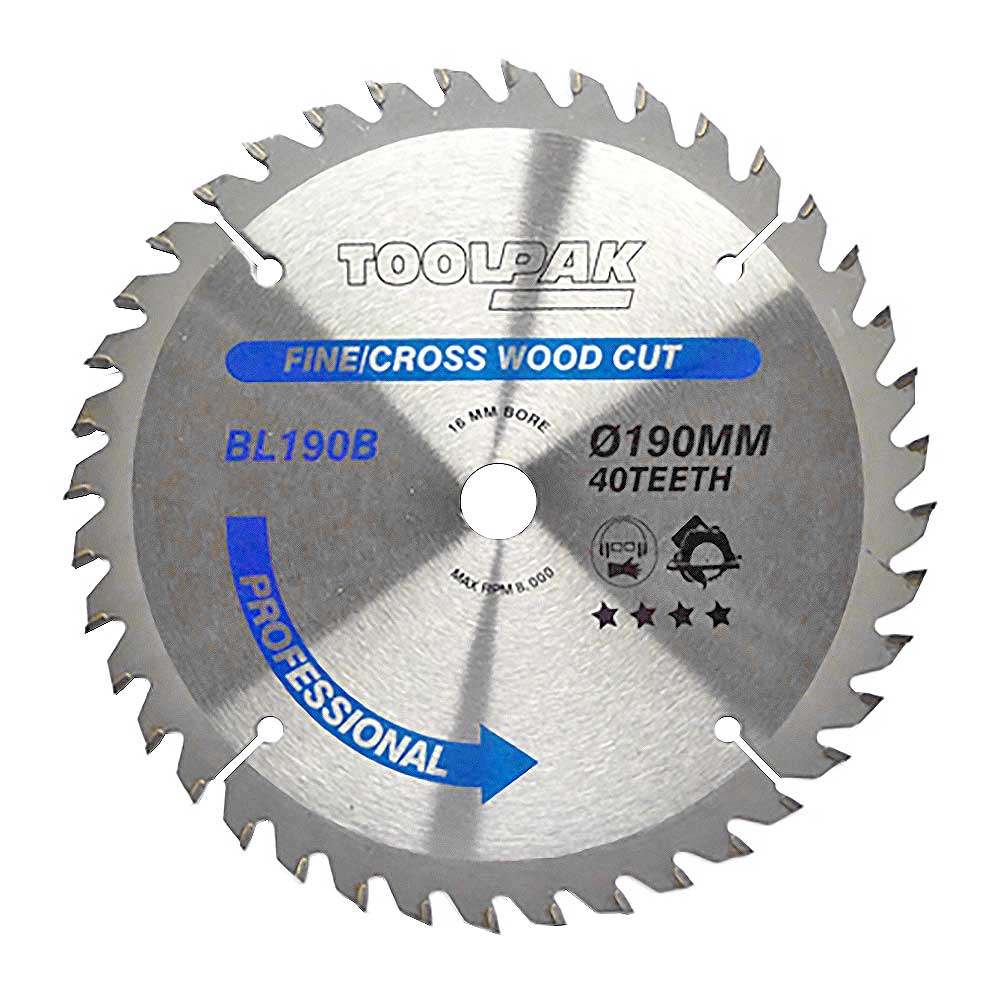 190mm x 16mm x 40T Professional TCT Saw Blade